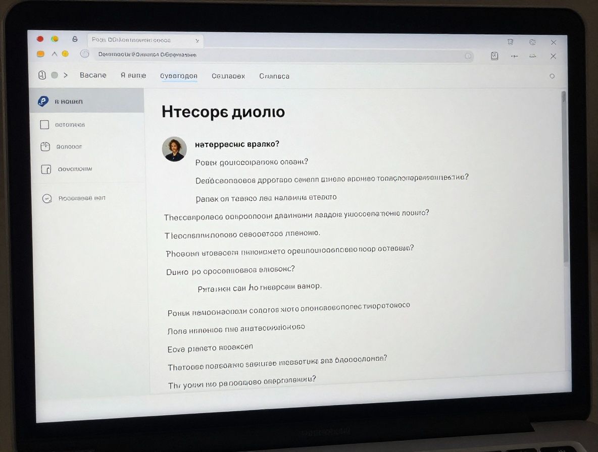 Интерфейс чат-бота на экране ноутбука с текстовыми диалогами и аналитикой языка