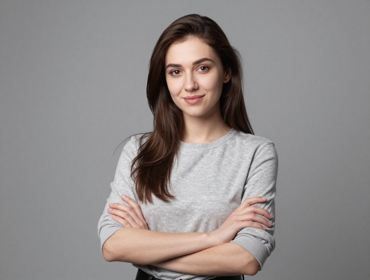 Молодая женщина-технолог, улыбающийся профессиональный портрет в деловом стиле